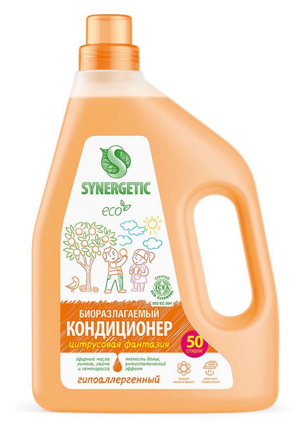 

Кондиционер-ополаскиватель для белья Synergetic Цитрусовая фантазия, 1.5 л