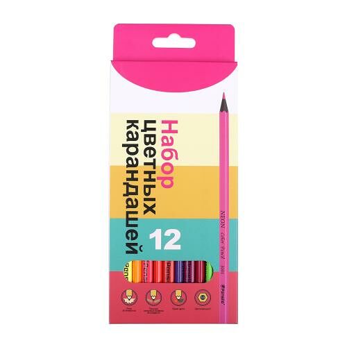 Набор цветных карандашей Неон 12 цветов