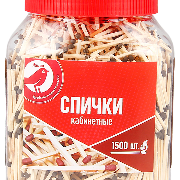 Спички АШАН Красная птица кабинетные, 1500 шт