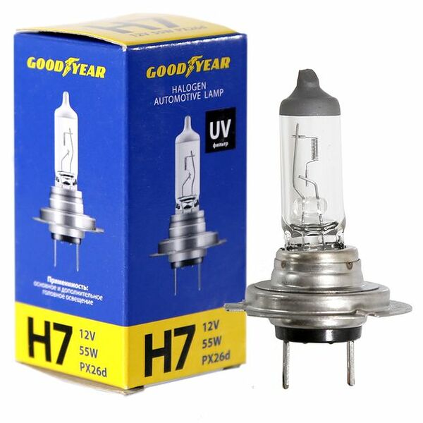 Лампа автомобильная галогенная Goodyear Н7 12V 55W PX26d блистер
