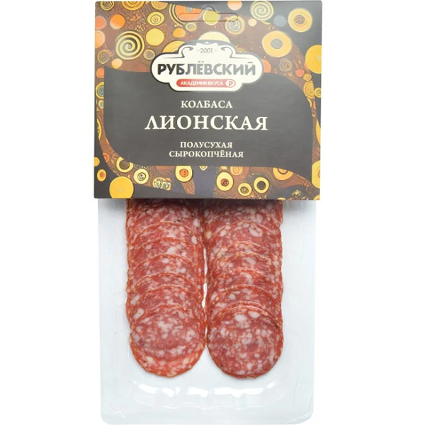 Колбаса Рублевский Лионская сырокопченая полусухая нарезка в/у 80г