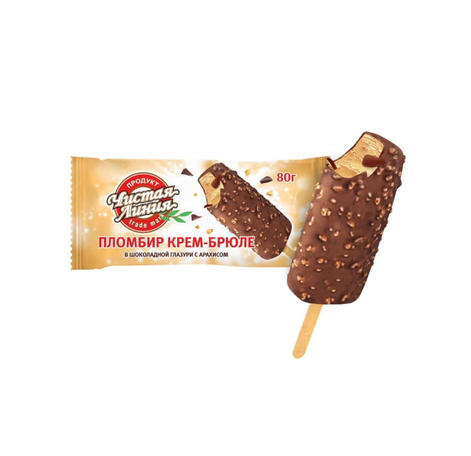 

Мороженое Чистая Линия пломбир крем-брюле с арахисом в шоколадной глазури, эскимо 80 г