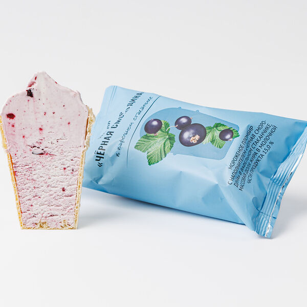 Пломбир Вкусвилл Черная смородина в вафельном стаканчике, 90 г