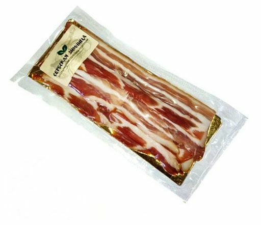 Бекон Панчетта сырокопченый нарезка ТМ Сербская зимница