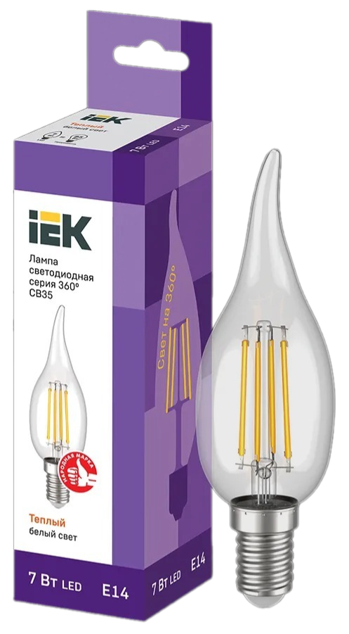 

Лампа IEK LED свеча на ветру 7Вт 230В 3000К, цоколь Е14 360, Арт. LLF-CB35-7-230-30-E14-CL