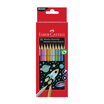 

Карандаши цветные Faber-Castell 10 цветов, металлик, заточенные