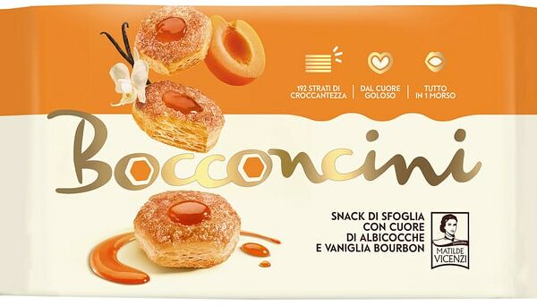 Пирожные Vicenzi слоеные Бокончини с абрикосово-ванильной начинкой 90г