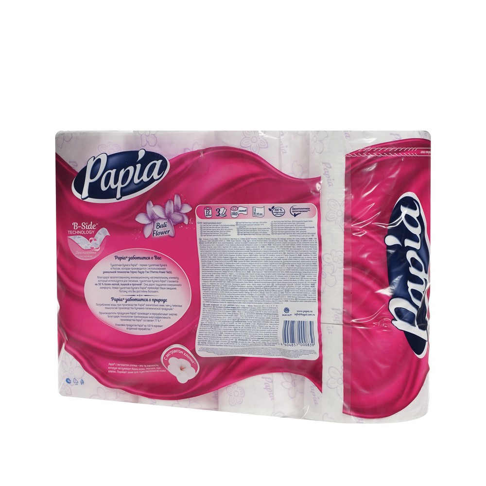 

Туалетная бумага Papia Bali Flower 3 слоя 12 рулонов