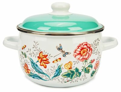Кастрюля Actuel Les fleurs эмалированная, 4 л