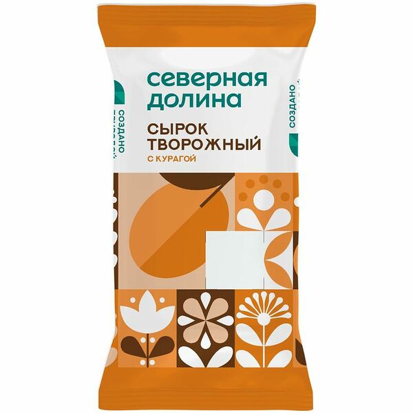 Сырок Северная Долина творожный с сахаром и курагой 8%, 90г