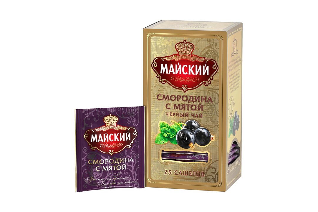

Чай черный Майский смородина с мятой, в пакетиках 25 шт. 50 г