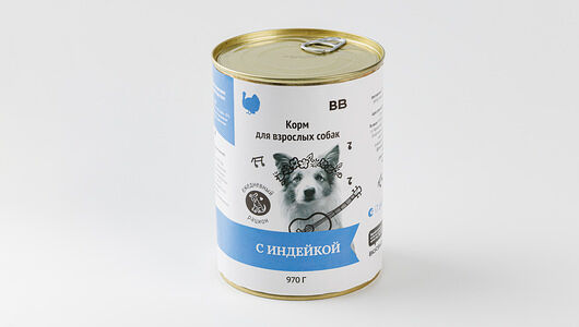 Корм влажный для взрослых собак с индейкой