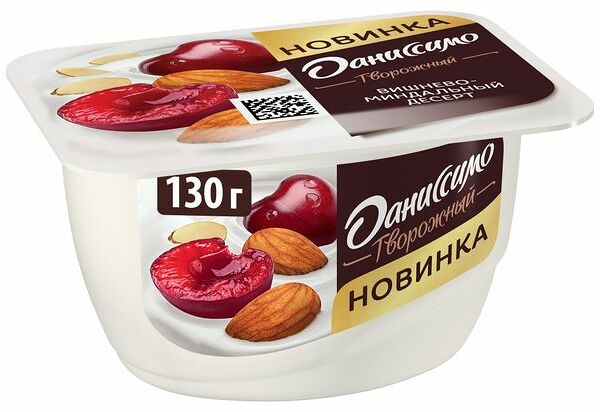 Десерт творожный Даниссимо с наполнителем Вишнево-миндальный десерт 6.1% 130 г