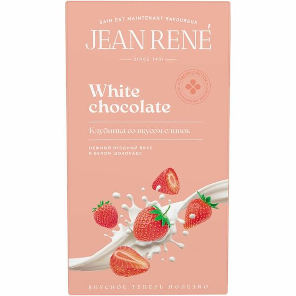 Шоколад Jean Rene Клубника со вкусом сливок белый, 65г