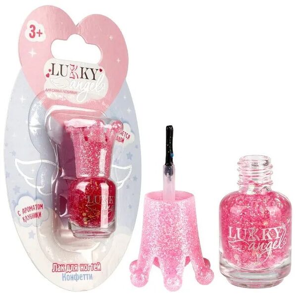 Лак для ногтей LUKKY Angel Конфетти, смываемый водой, с ароматом клубники