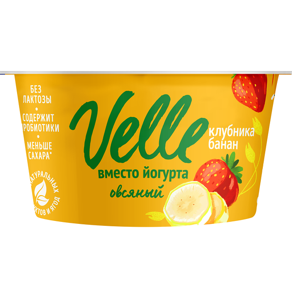 Продукт овсяный ферментированный Velle Клубника-банан 140 г
