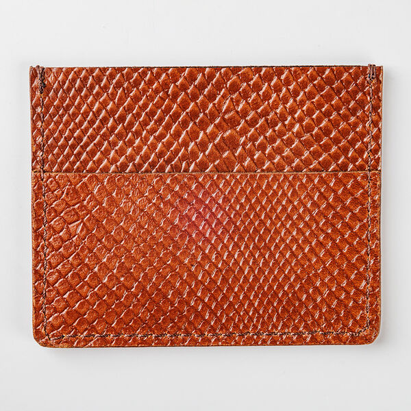 Картхолдер из натуральной кожи мини, фактура: рептилия