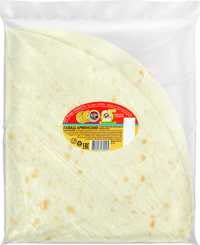 

Лаваш Армянский из муки пшеничной хлебопекарной, высший сорт, нарезной, 100г