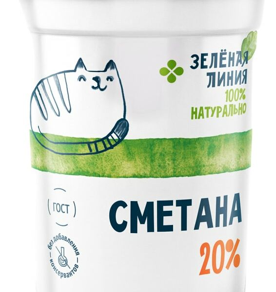Сметана Зеленая линия 20% 300г