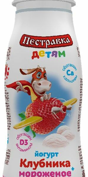 Йогурт Пестравка детям клубника-мороженое 2.5% с 3лет