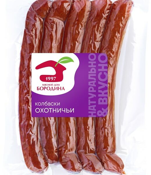Колбаски Мясной дом Бородина Охотничьи полукопченые 230г