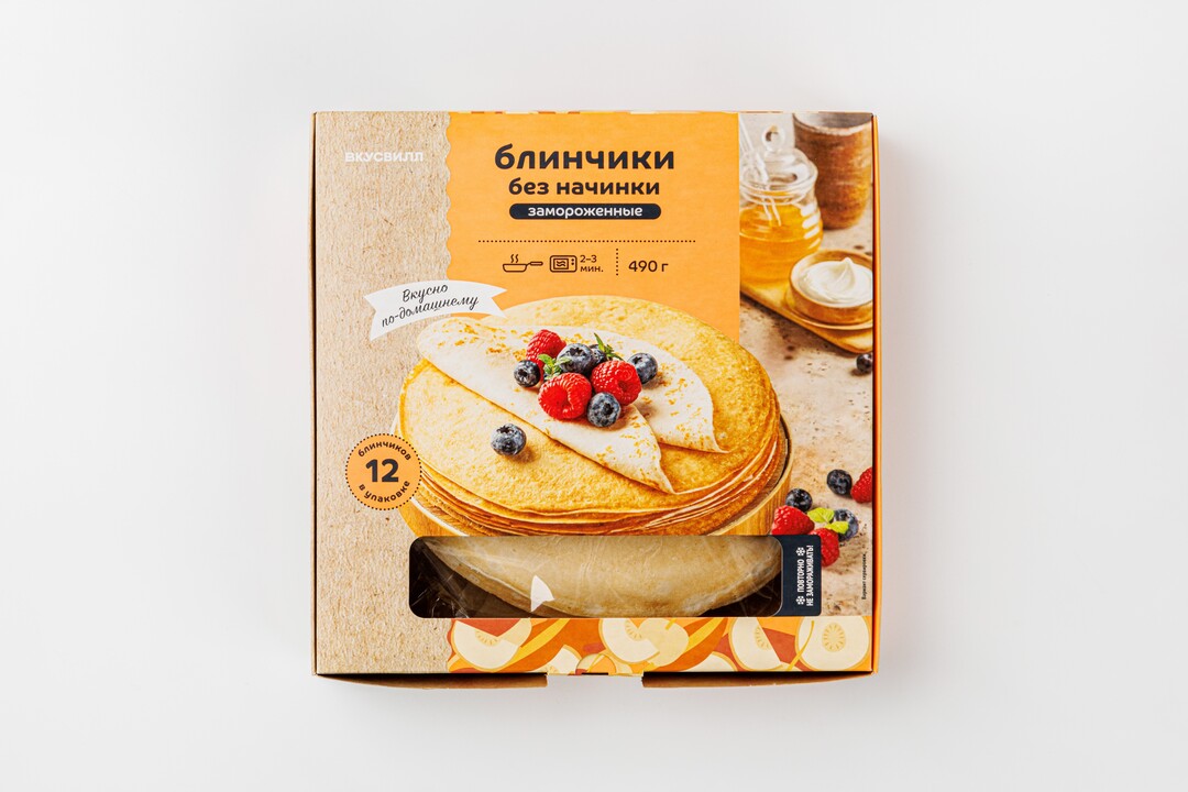 

Блинчики Вкусвилл без начинки замороженные 490 г