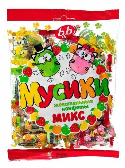 Конфеты жевательные B&B Мусики Микс 180 г