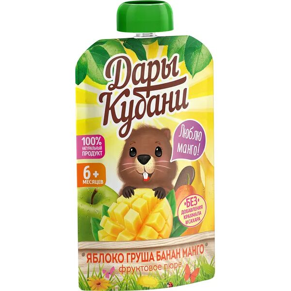 Пюре Дары Кубани яблоко, груша, банан и манго