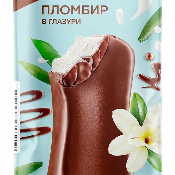Мороженое пломбир Первый вкус в молочно-шоколадной глазури 15%, 80 г