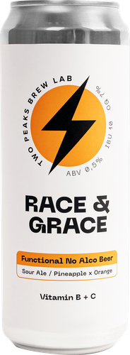 

Напиток пивной безалкогольный Two Peaks brew lab Race&Grace нефильтрованный функциональный 0.45 л