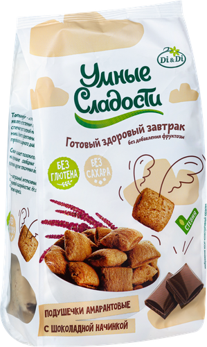 

Подушечки Умные сладости с шоколадной начинкой со стевией 150 г