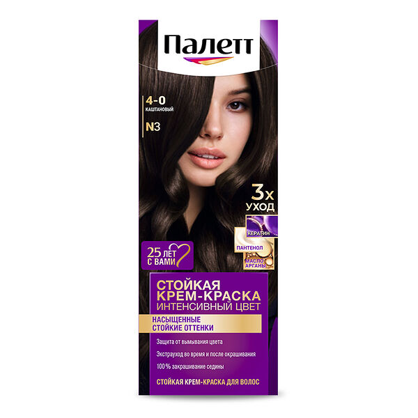 Крем-краска для волос Palette 4.0 каштановый N3
