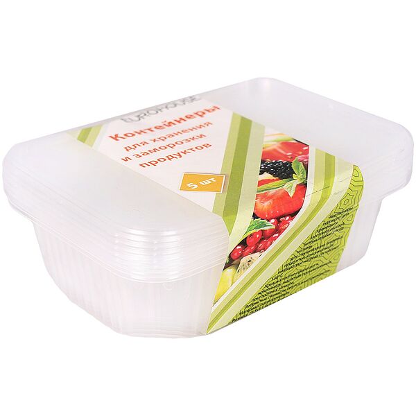 Контейнеры для продуктов одноразовые Euro House, 5 шт, 0.75 л, пластик