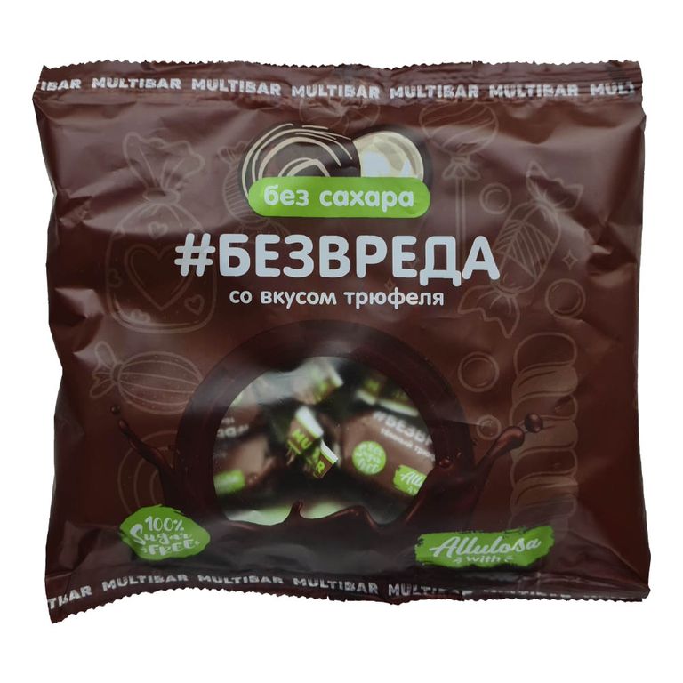 

Конфеты Multibar Без Вреда пралине со вкусом трюфеля в шоколадной глазури без сахара 200 г
