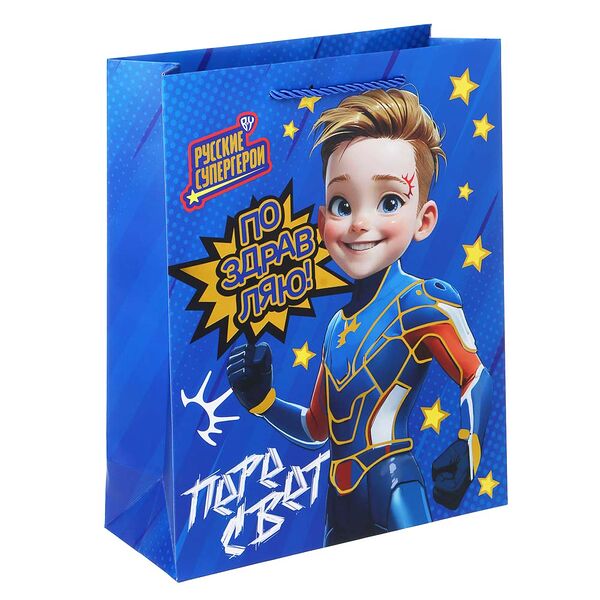 By пакет подарочный, высококачеств.бумага, тиснение фольгой, 26х32х10см, пересвет