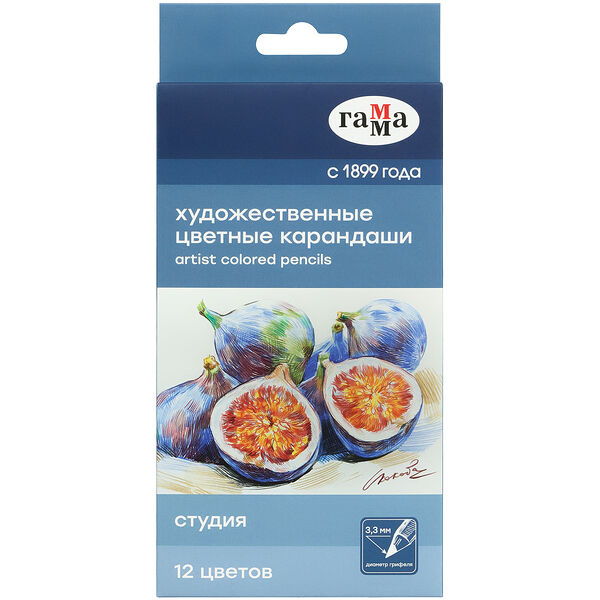 Карандаши цветные Гамма Студия художественные, 12 цветов