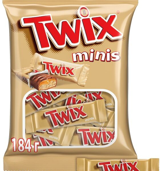 Шоколадный батончик Twix Minis с карамелью и шоколадом 184г