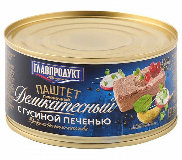 Паштет Главпродукт Деликатесный с гусиной печенью 315 г