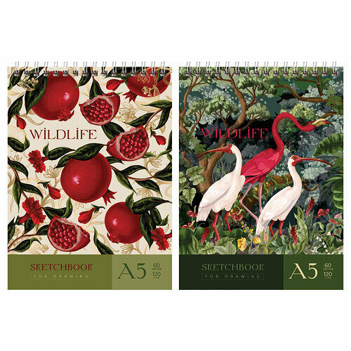 Скетчбук BG Тропики, на гребне, 60 листов, в ассортименте, 1 шт