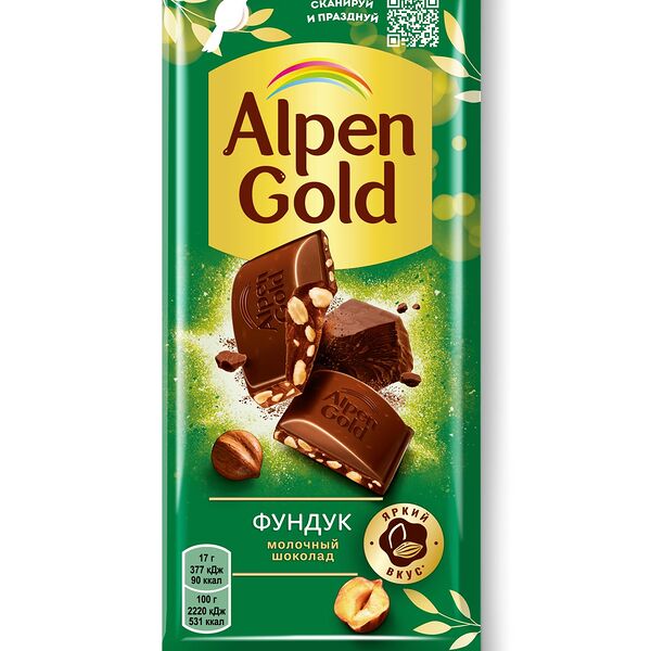Шоколад Alpen Gold молочный фундук, 85 г