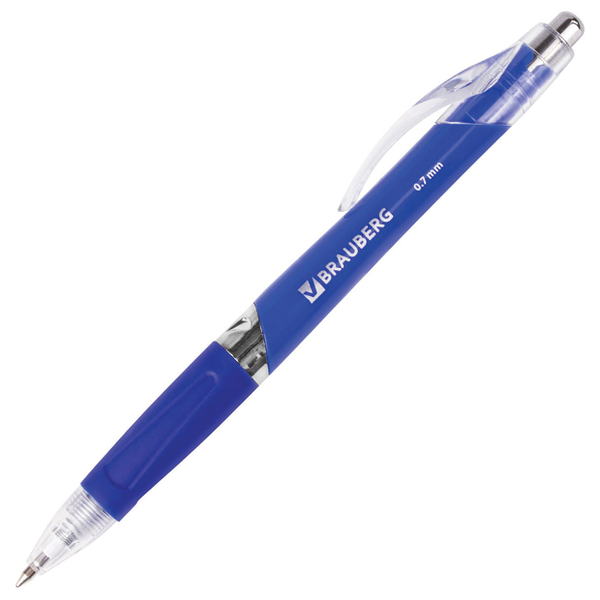 Ручка шариковая BRAUBERG Cobalt автоматическая с грипом синяя 0,7мм линия 0,35мм, 1 шт