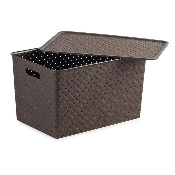 Корзина с крышкой универсальная Violet Береста 523126 коричневый 14 л, 35 х 24.5 х 20.5 см