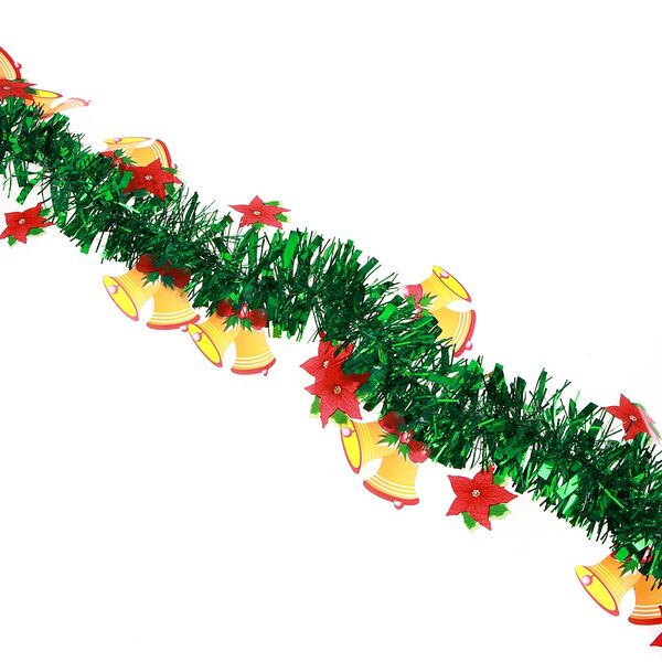 Сноу бум мишура с декоративными элементами, колокольчики, пвх, 8x200см