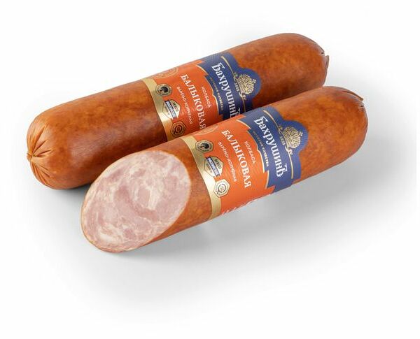 Колбаса варено-копченая БахрушинЪ Балыковая (0,5-0,8 кг), 1 упаковка 