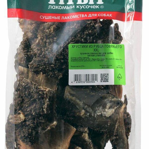 Лакомство для собак TITBIT Хрустики из рубца говяжьего XXL, 270 г