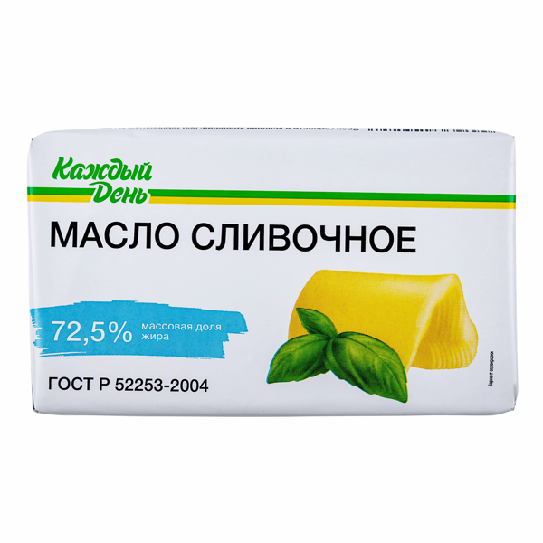 Масло сладко-сливочное Каждый день Крестьянское 72,5% БЗМЖ