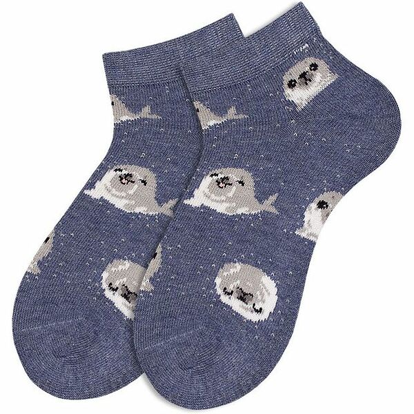 Носки детские Гранд цвет: синий меланж, рисунок: тюлень, размер 16-18 (26-28)