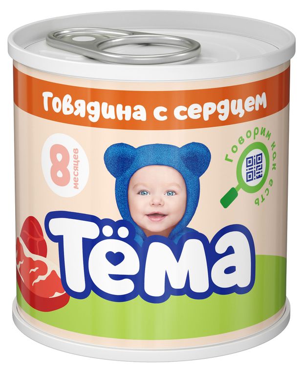 

Пюре мясное Тёма Говядина с сердцем с 8 месяцев, 90 г