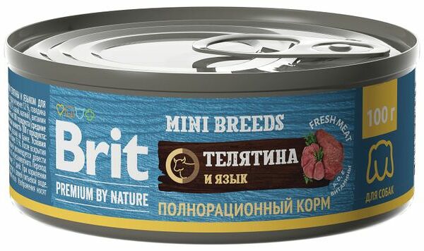 Корм влажный Brit Premium By Nature для собак мелких пород с телятиной и языком