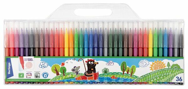 Фломастеры BERLINGO Жил-был кот, 36 цветов, смываемые